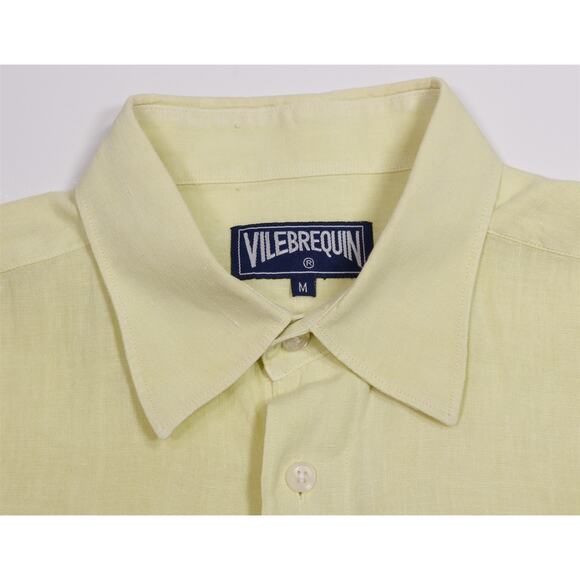 Vilebrequin Neon Yellow Button Up 100% Linen Shirt Medium - Picture 5 of 7